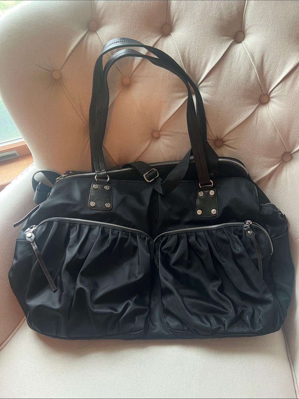 Authentic MZ Wallace duffle/ Tote in Black Bedford Nylon